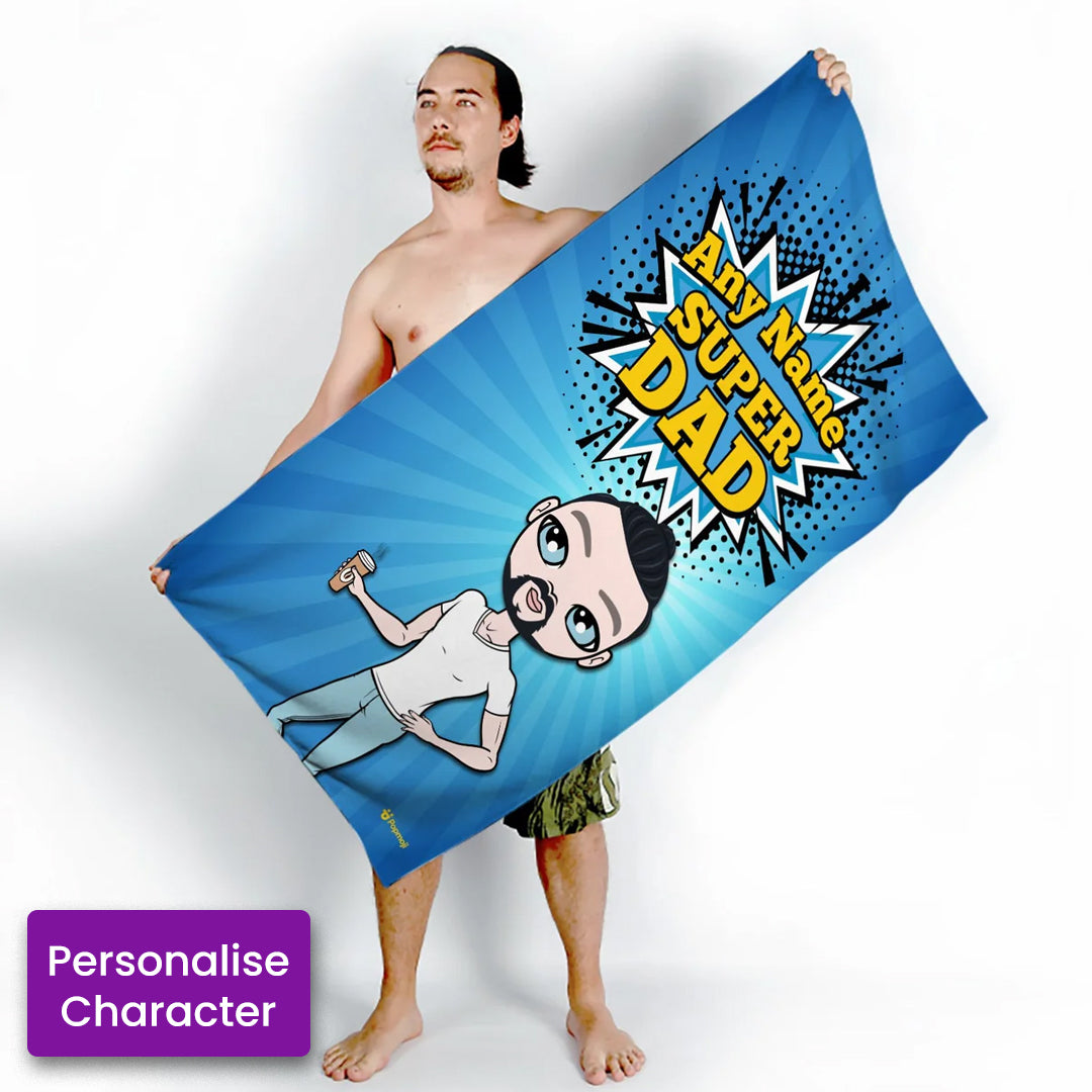 ClaireaBella Mens Personalised Beach Towel - Super Dad