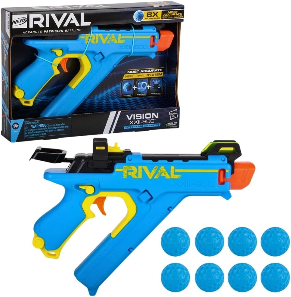 Nerf Rival Vision XXII-800 Blaster, Most Accurate Nerf Rival System, Adjustable Sight, 8 Nerf Rival