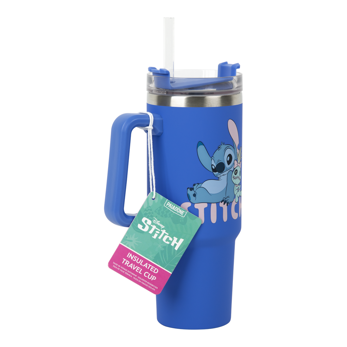 Disney Stitch Blue 900Ml Insulated Cup And Straw