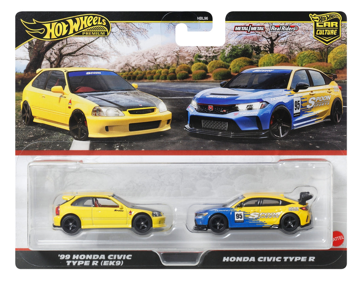 Hot Wheels Premium 2-Pack 2025 Mix 2 99 Honda Civic Type R (EK9) 24 Honda Civic Type-R