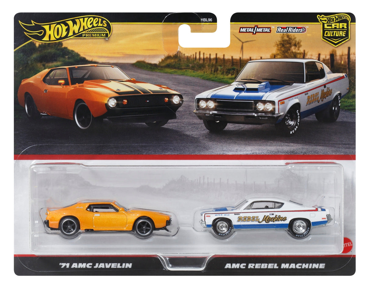 Hot Wheels Premium 2-Pack 2025 Mix 1 71 AMC Javelin AMC Rebel Machine