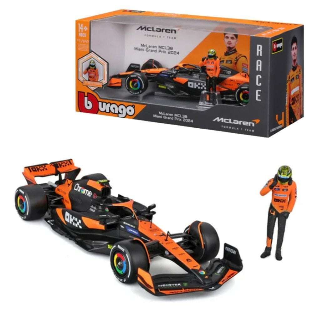 124 F1 MCLAREN MCL38 2024 WITH DRIVER FIGURE NORRIS
