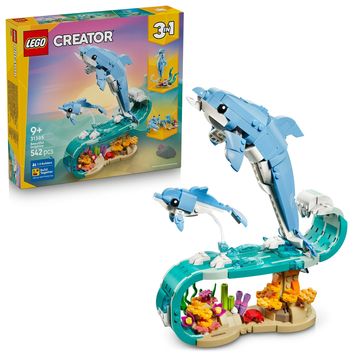 LEGO Creator 3in1 Sea Animals Beautiful Dolphins Toy 31385