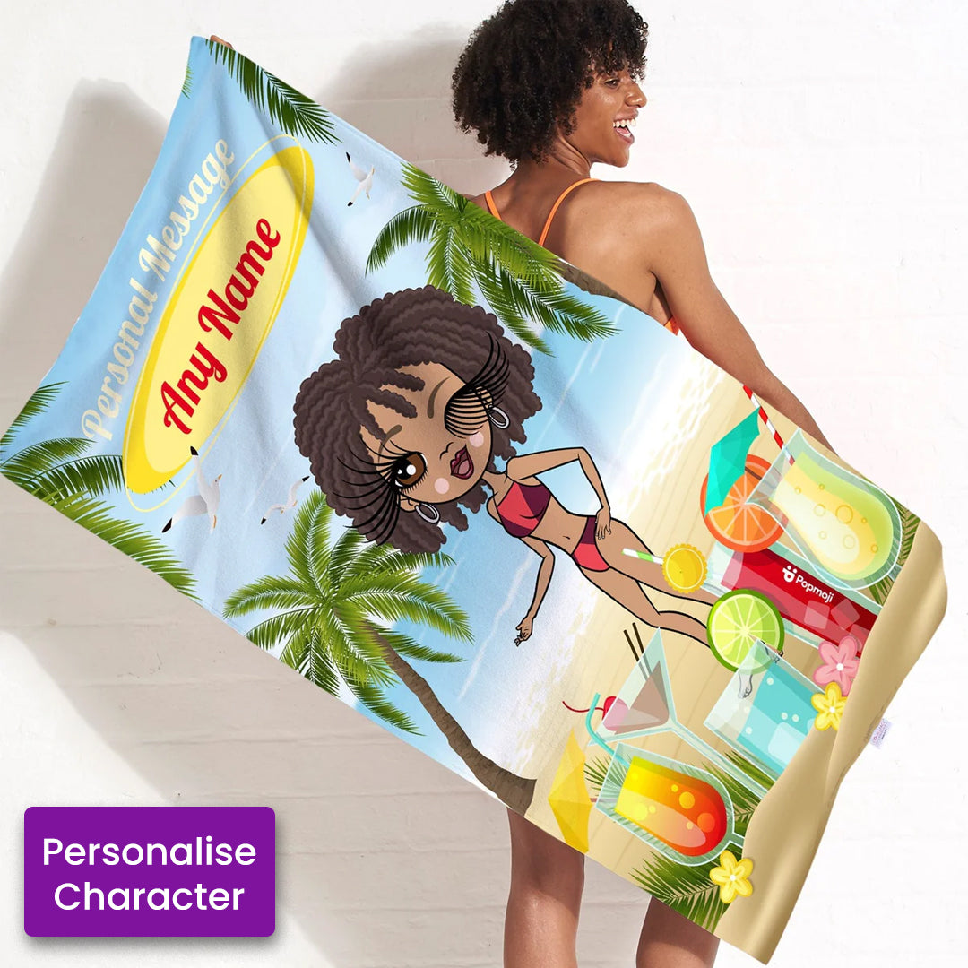 ClaireaBella Womens Personalised Beach Towel - Cocktail Party