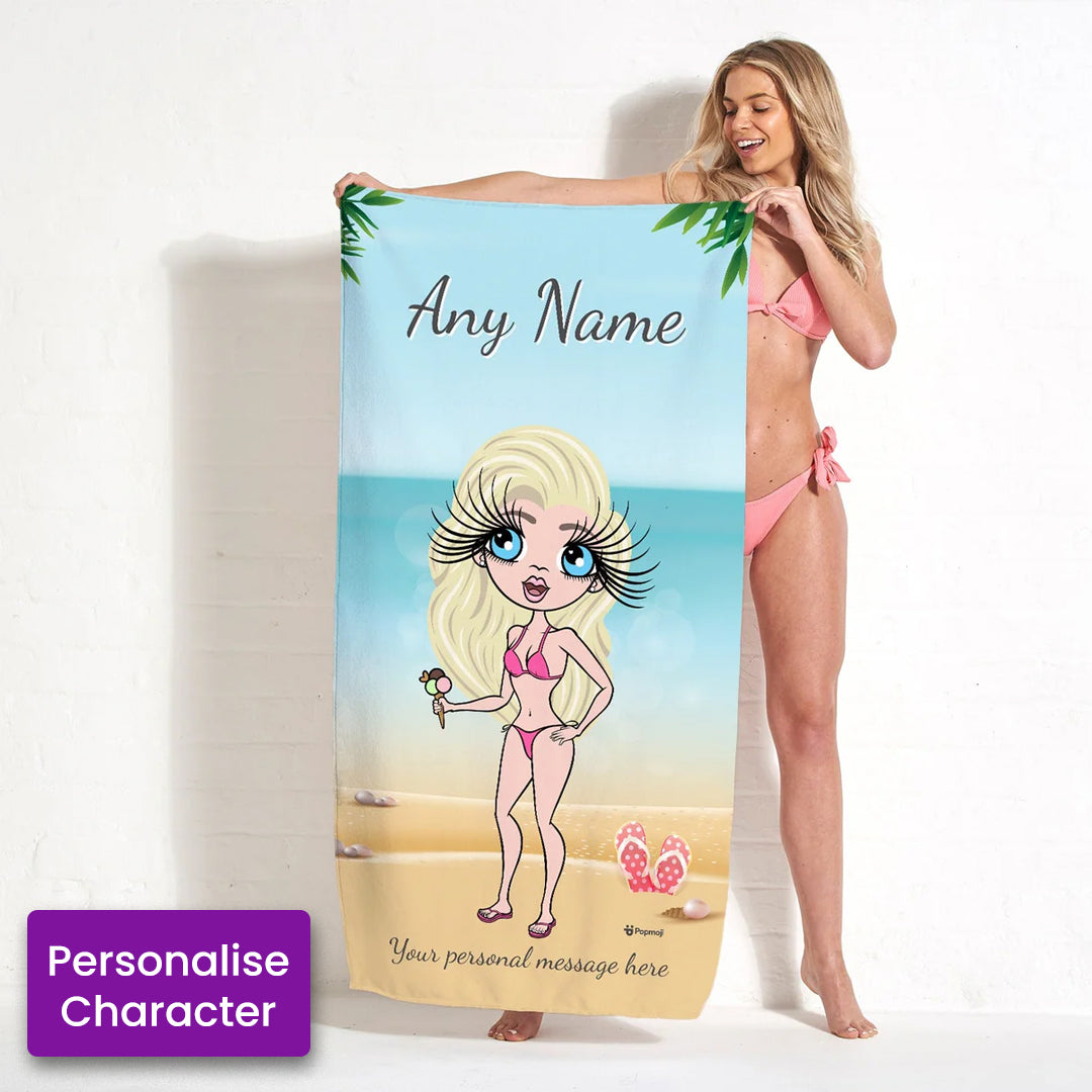 ClaireaBella Womens Personalised Beach Towel - Beach Print