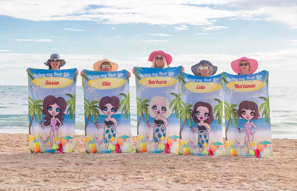 ClaireaBella Womens Personalised Beach Towel - Cocktail Party