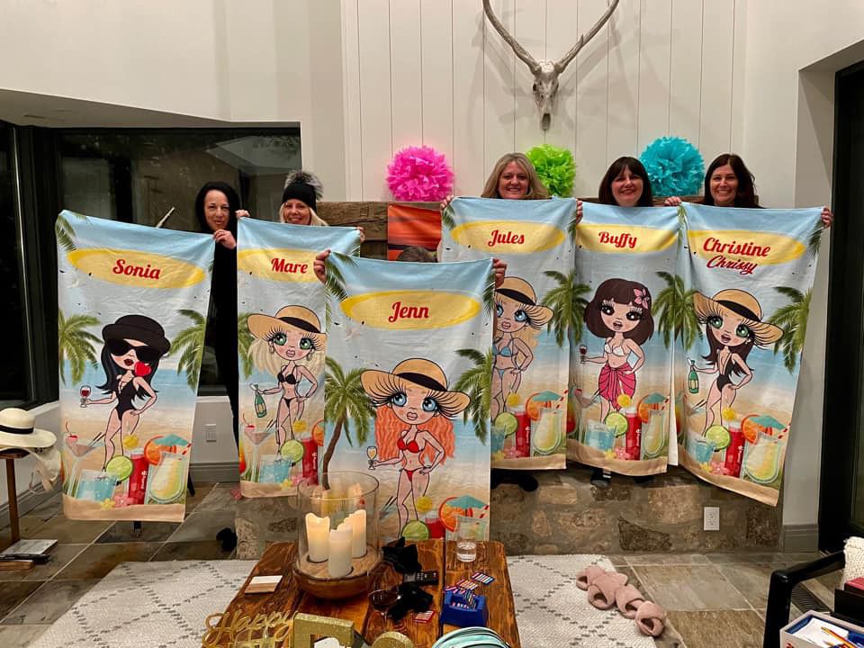 ClaireaBella Womens Personalised Beach Towel - Cocktail Party