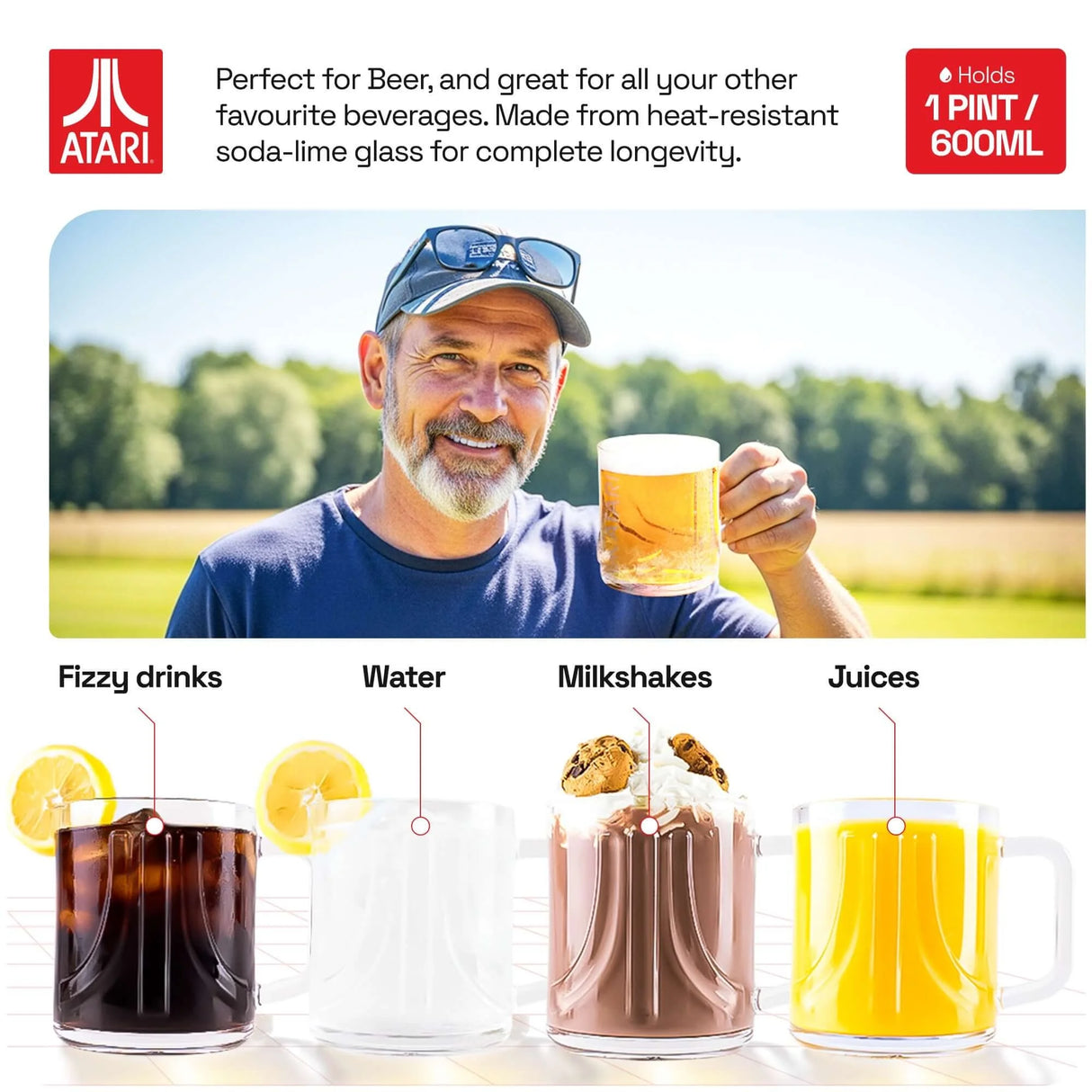 Official Atari 3D Beer Glass 1 Pint 600ml