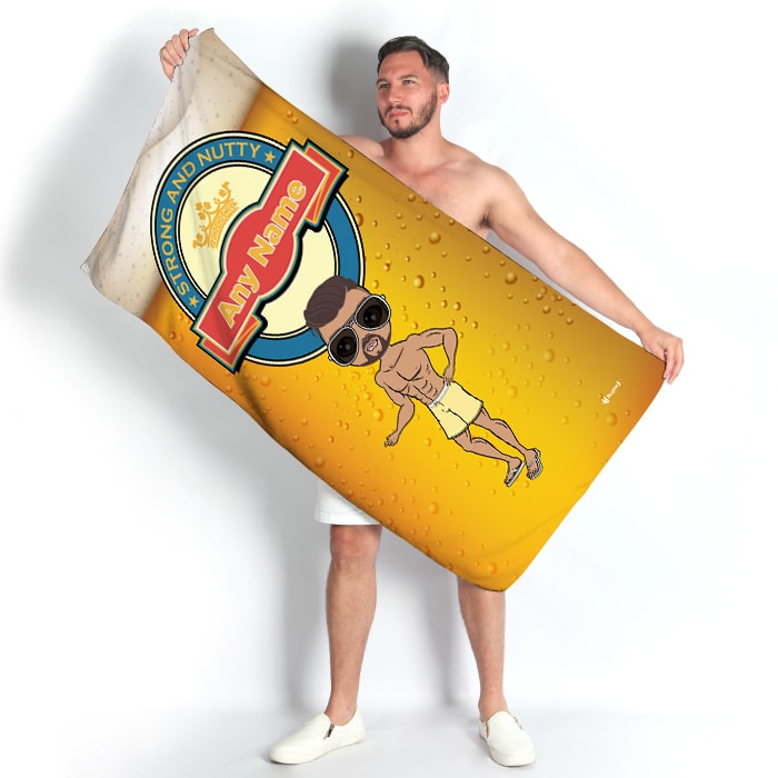 ClaireaBella Mens Personalised Beach Towel - Beer
