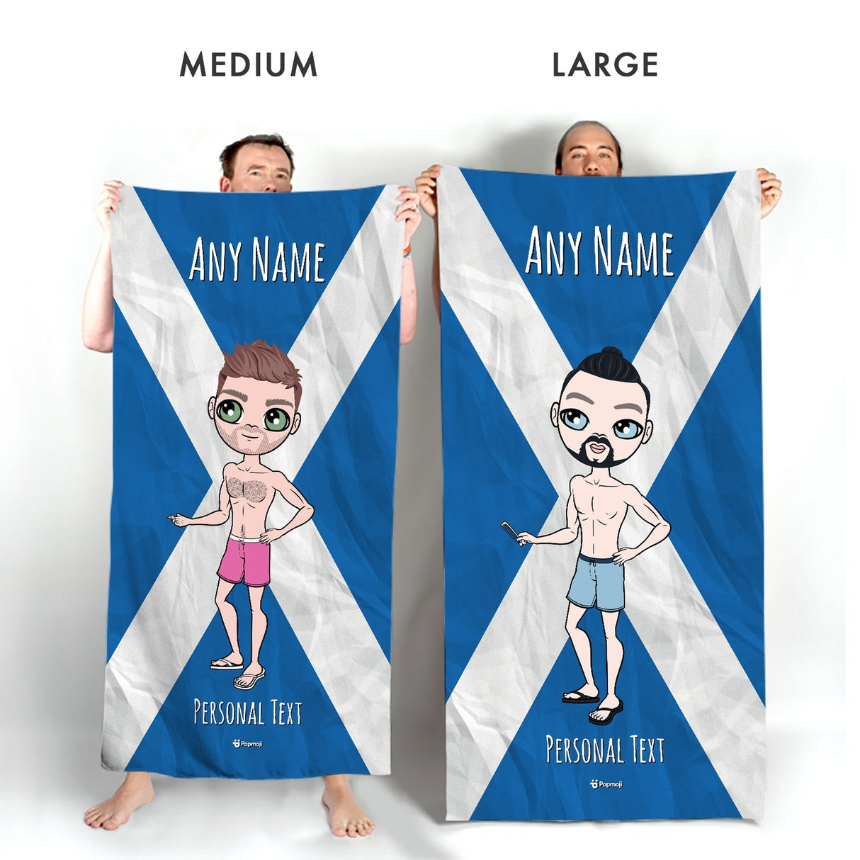 ClaireaBella Mens Personalised Beach Towel - Scottish Flag