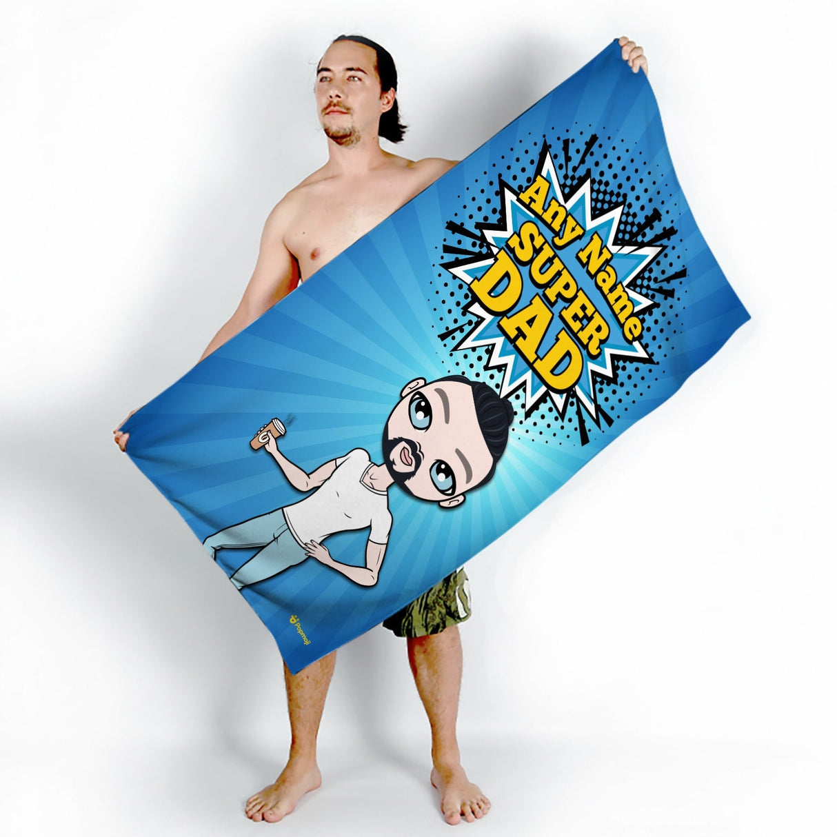 ClaireaBella Mens Personalised Beach Towel - Super Dad