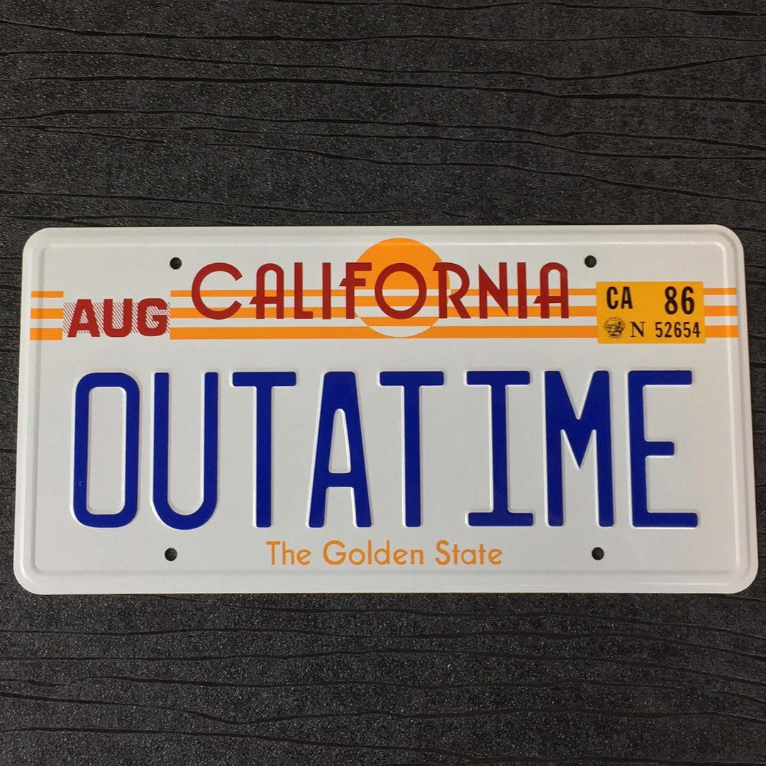 Back To The Future Replica 1/1 "Outatime" DeLorean License Plate