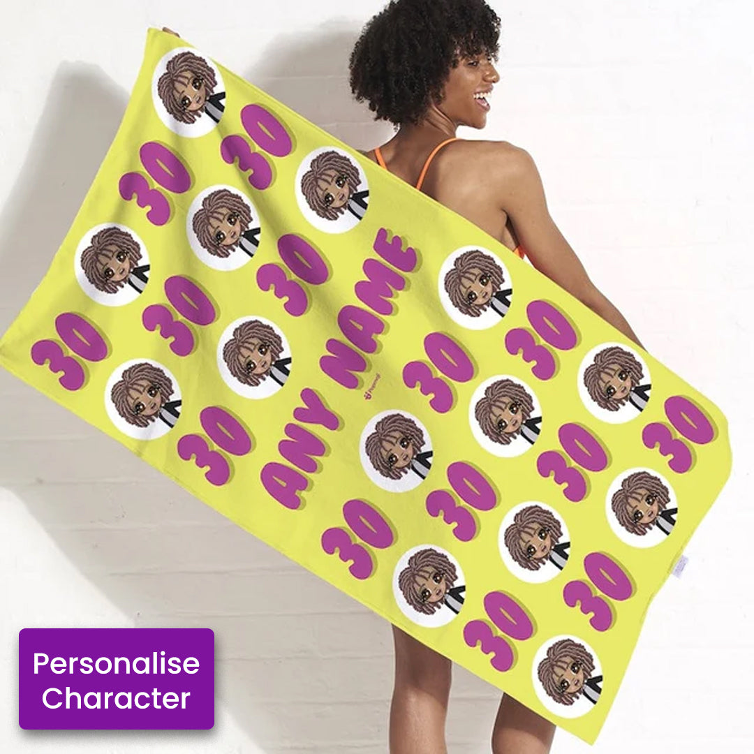 ClaireaBella Womens Personalised Beach Towel - 30th Birthday