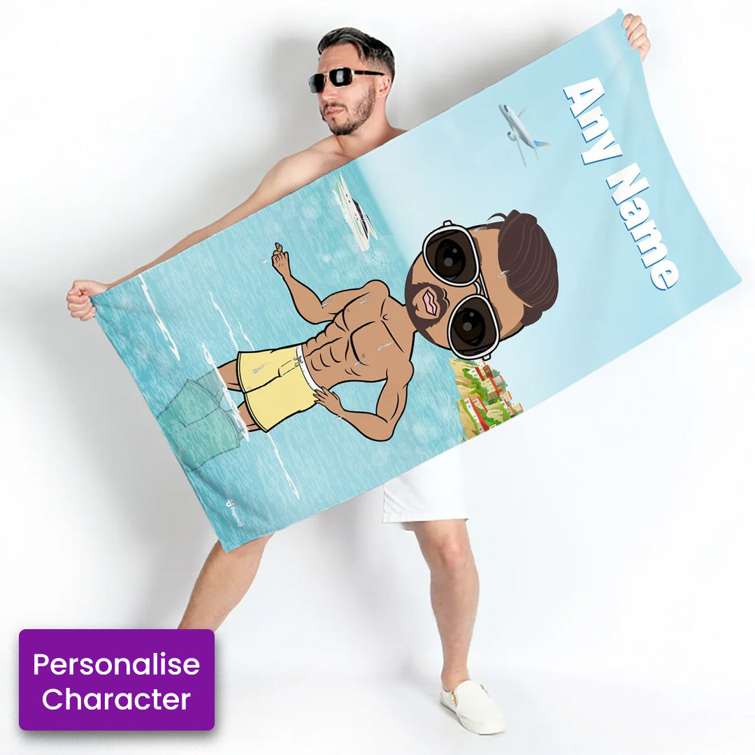 ClaireaBella Mens Personalised Beach Towel - Holiday Vibe