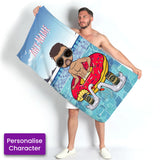 ClaireaBella Mens Personalised Beach Towel - Pool Party
