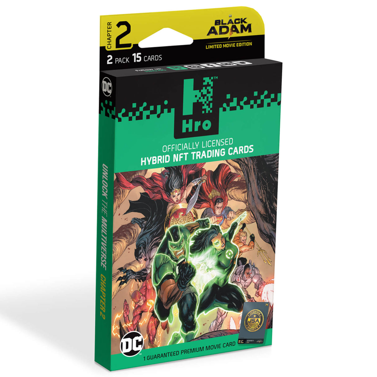 DC Unlock The Multiverse Black Adam 2 - Pack Starter Pack - Hro Hybrid NFT Trading Cards, 15 Cards S
