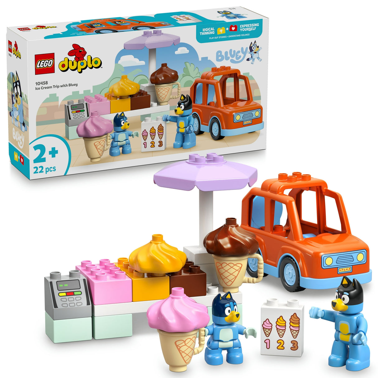 LEGO DUPLO Bluey Ice Cream Trip with Bluey Toddler Toy 10458