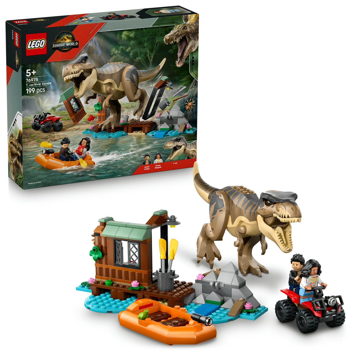 LEGO Jurassic World T. rex River Escape Dinosaur Figure Building Set 76975