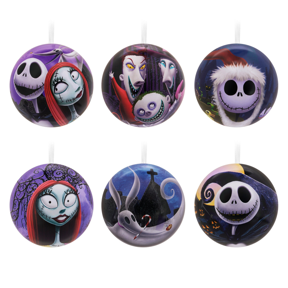 Hallmark Disney The Nightmare Before Christmas Tin Ball Christmas Ornaments Pack of 12