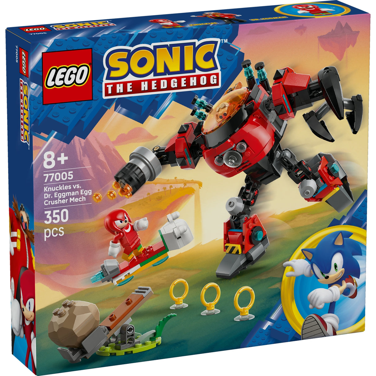 LEGO Sonic the Hedgehog Knuckles vs Dr Eggman Egg Crusher Mech Toy Set 77005