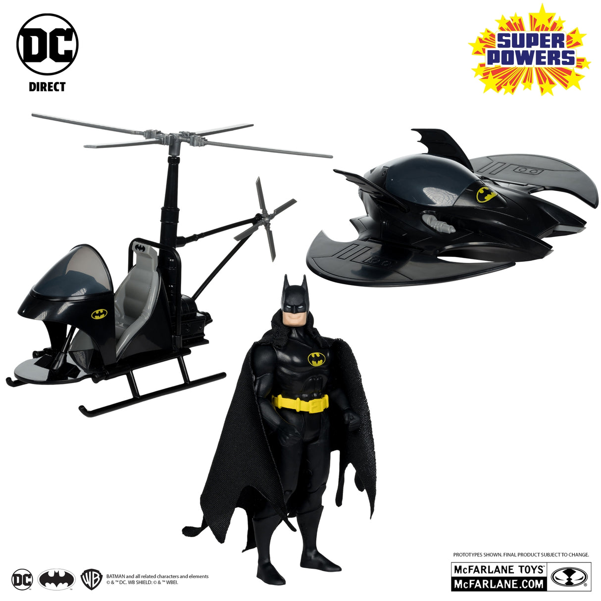 DC Direct Batman (Black Suit) The Whirly Bat  The Batwing (Black)(Gold Label)(SDCC) Super Powers Multipack