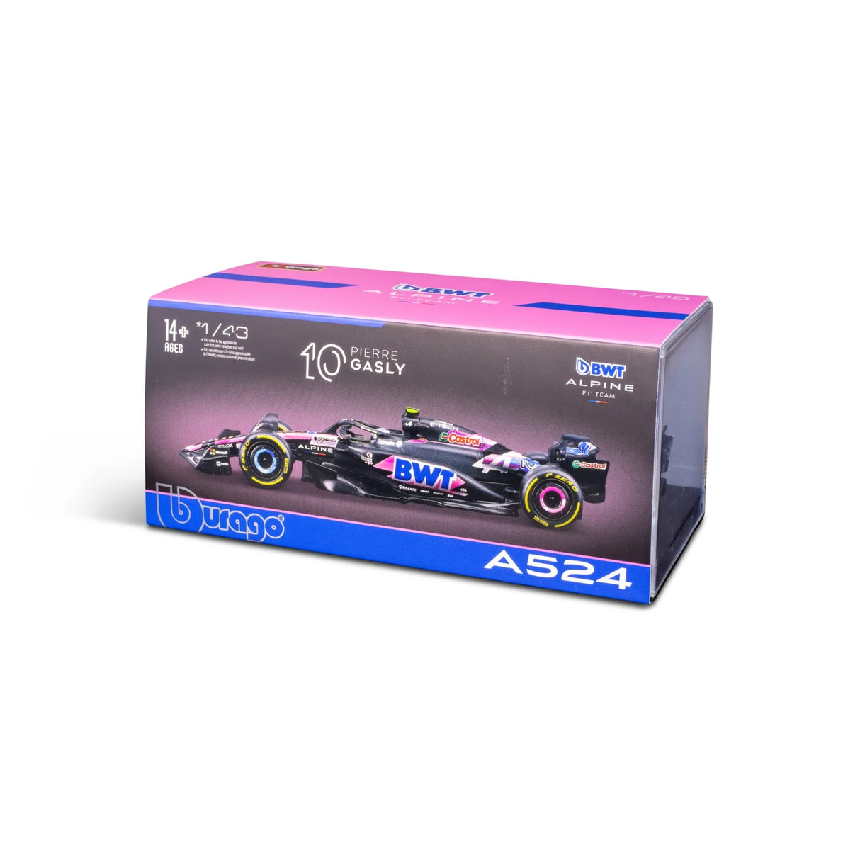 Bburago F1 BWT Alpine F1 Team A524 2024 With Gasly Helmet 1:43 Scale Model
