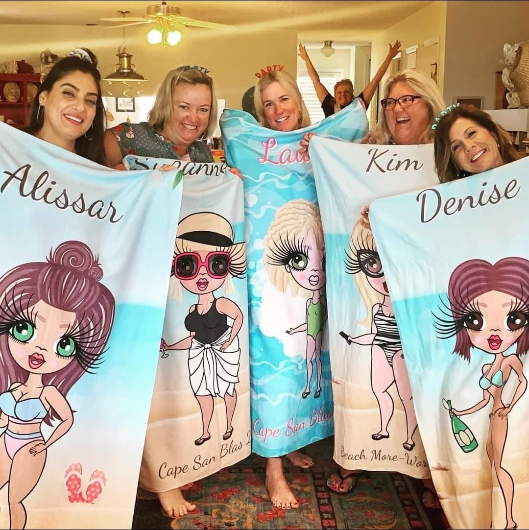 ClaireaBella Womens Personalised Beach Towel - Beach Print