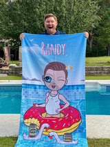 ClaireaBella Mens Personalised Beach Towel - Pool Party