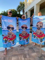 ClaireaBella Mens Personalised Beach Towel - Pool Party