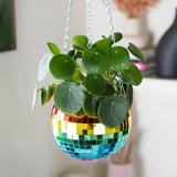 Rainbow Disco Ball Planter 8in