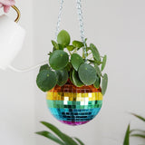 Rainbow Disco Ball Planter 8in
