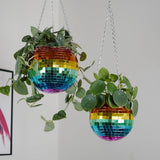 Rainbow Disco Ball Planter 8in
