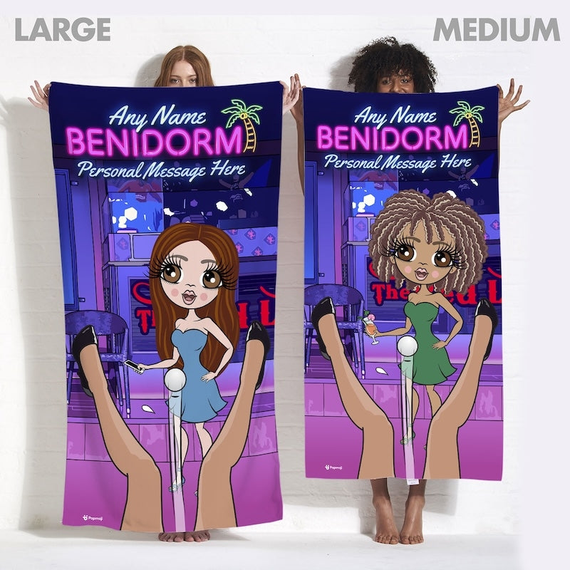 ClaireaBella Womens Personalised Beach Towel - Sticky Benidorm