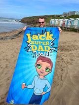 ClaireaBella Mens Personalised Beach Towel - Super Dad