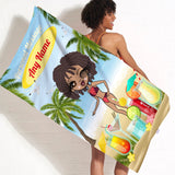 ClaireaBella Womens Personalised Beach Towel - Cocktail Party