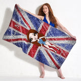 ClaireaBella Womens Personalised Beach Towel - Glitter Effect Union Jack