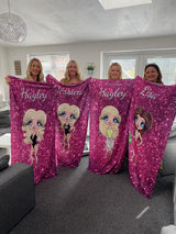 ClaireaBella Womens Personalised Beach Towel - Pink Glitter Print