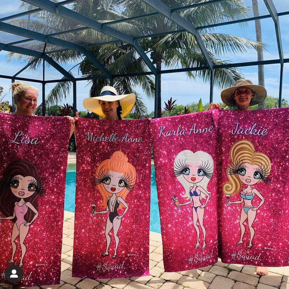 ClaireaBella Womens Personalised Beach Towel - Pink Glitter Print