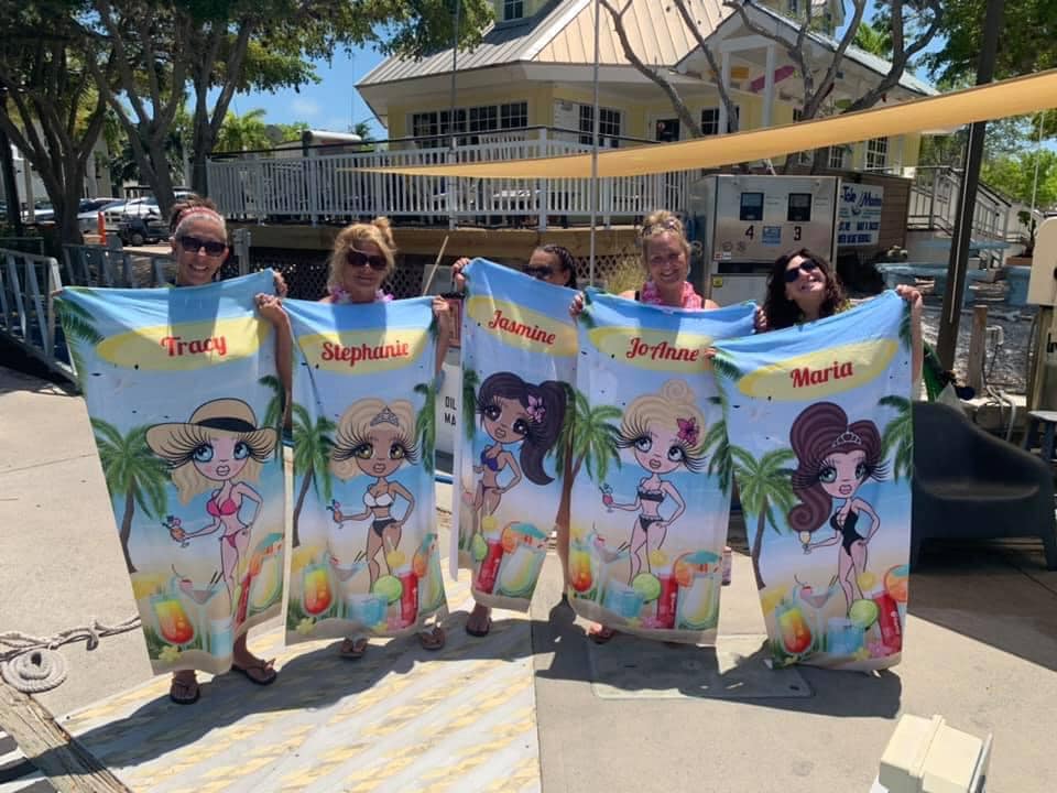 ClaireaBella Womens Personalised Beach Towel - Cocktail Party