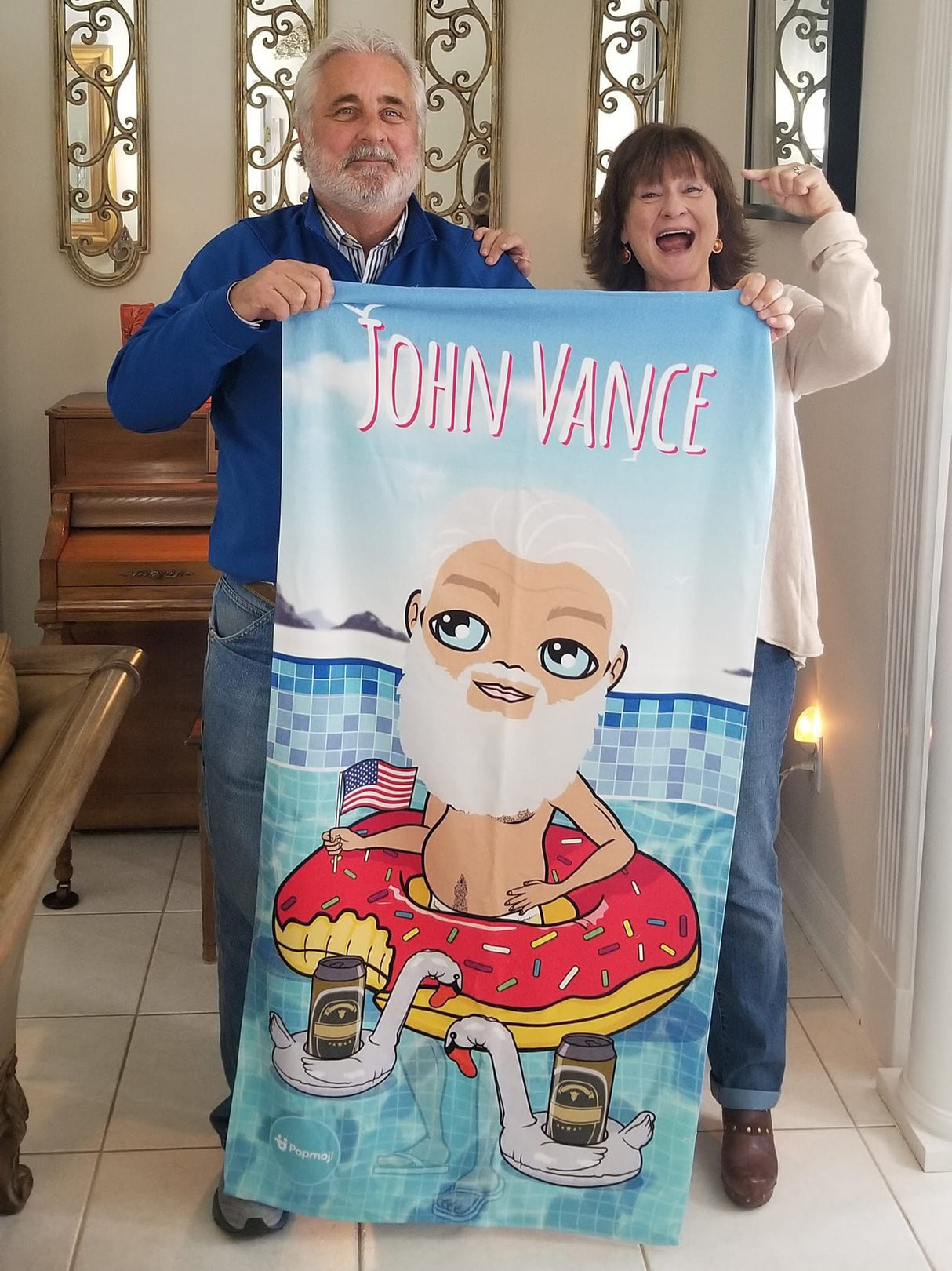 ClaireaBella Mens Personalised Beach Towel - Pool Party