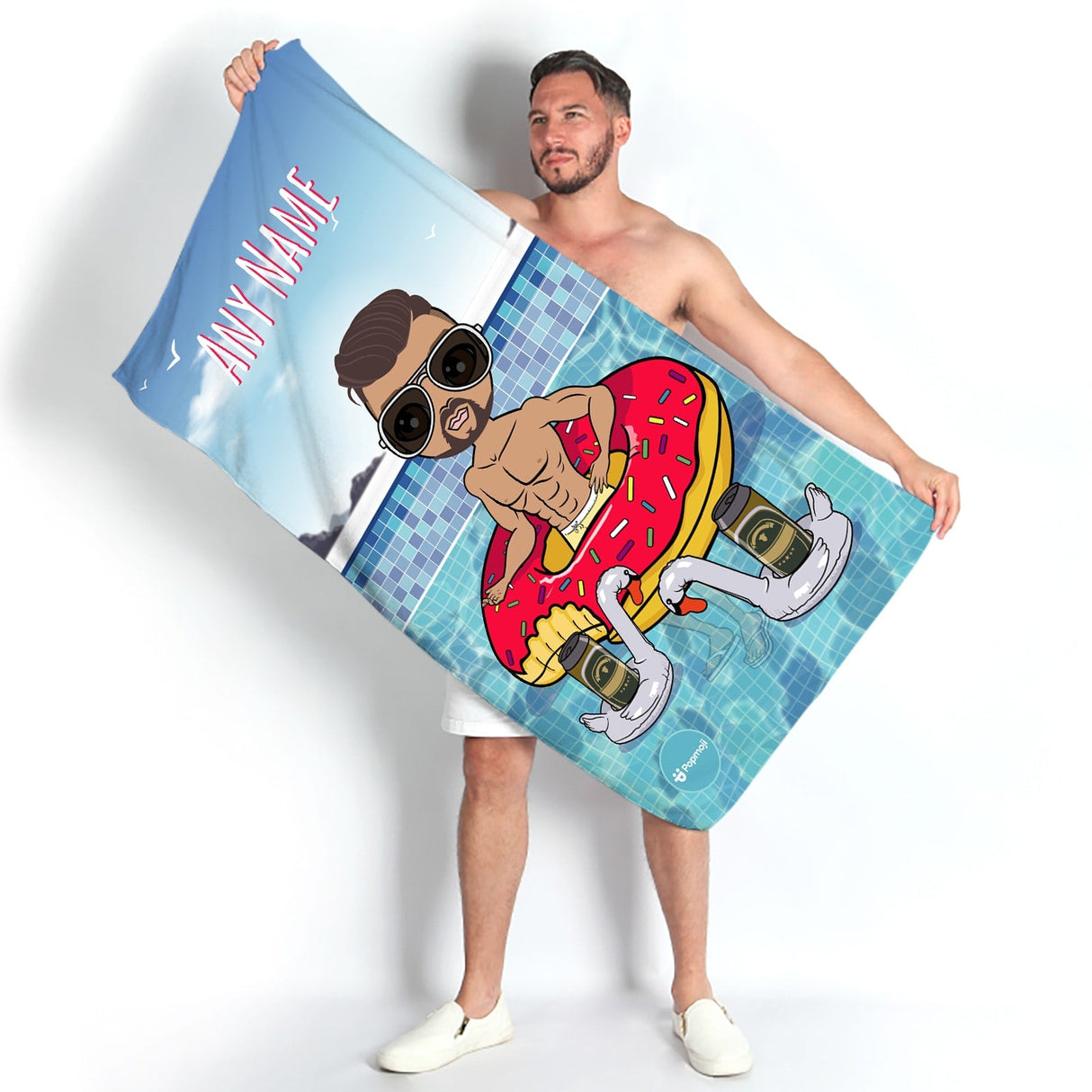 ClaireaBella Mens Personalised Beach Towel - Pool Party