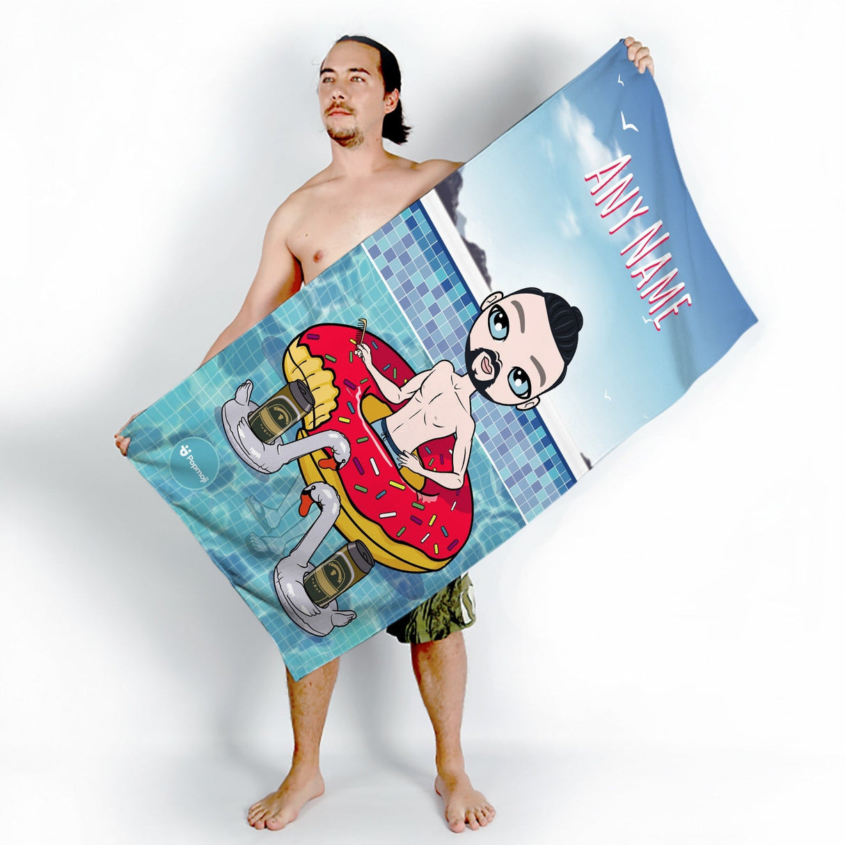 ClaireaBella Mens Personalised Beach Towel - Pool Party