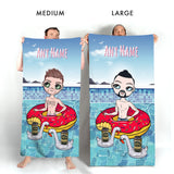 ClaireaBella Mens Personalised Beach Towel - Pool Party