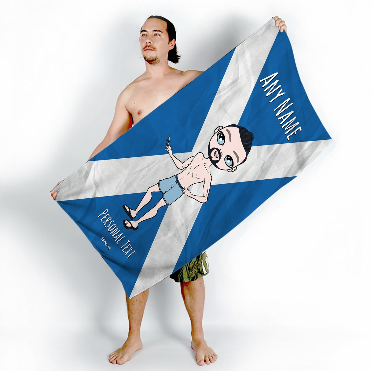 ClaireaBella Mens Personalised Beach Towel - Scottish Flag