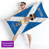 ClaireaBella Mens Personalised Beach Towel - Scottish Flag